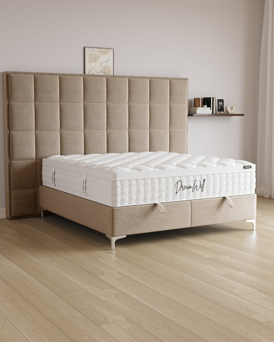 Bett mit Stauraum Castle Long in Samt