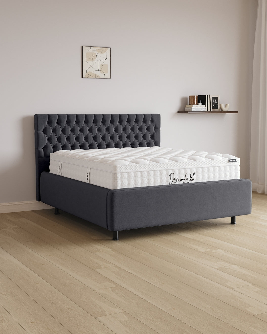 Bett mit Stauraum Pro Chester in Samt