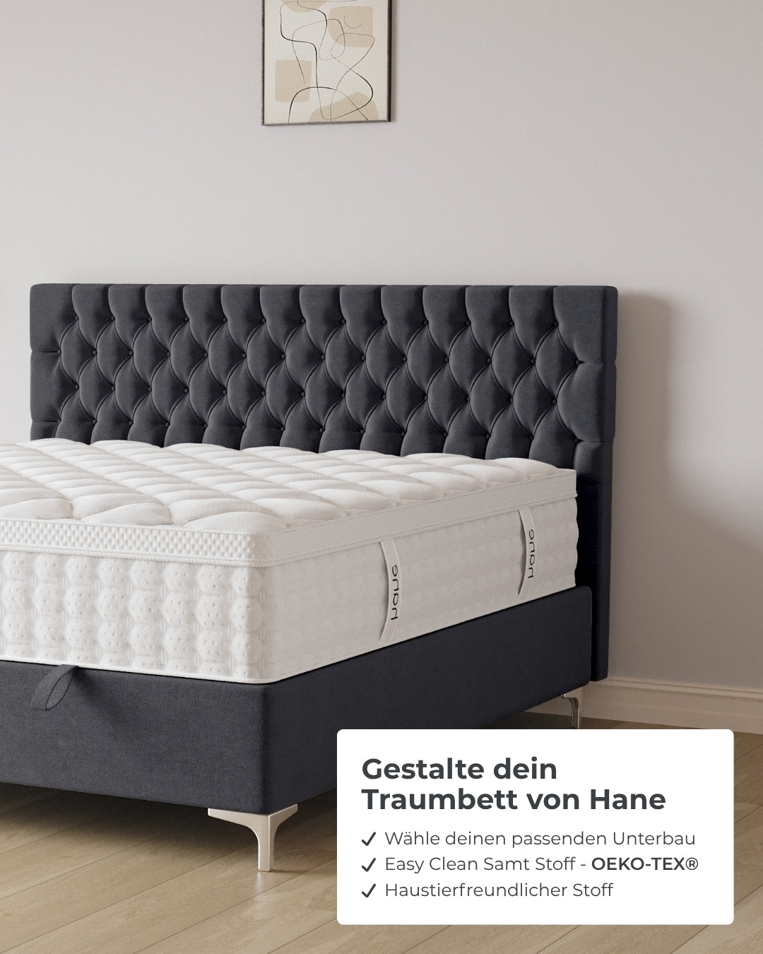 Bett mit Stauraum Chester in Samt