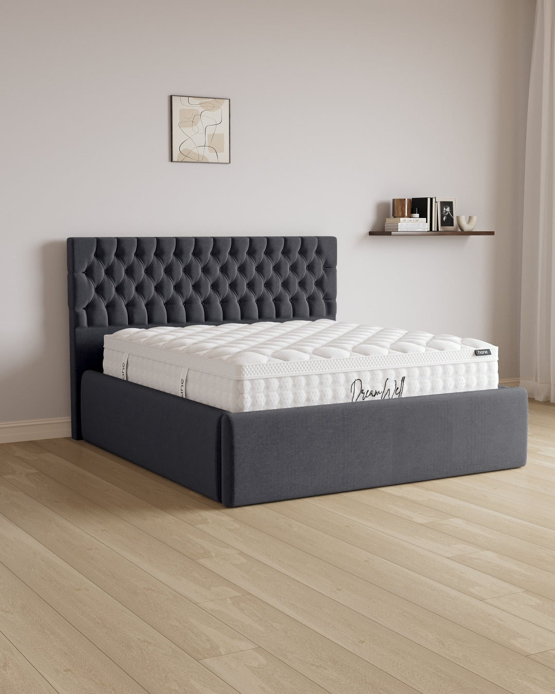 Bett mit XXL Stauraum Chester in Samt