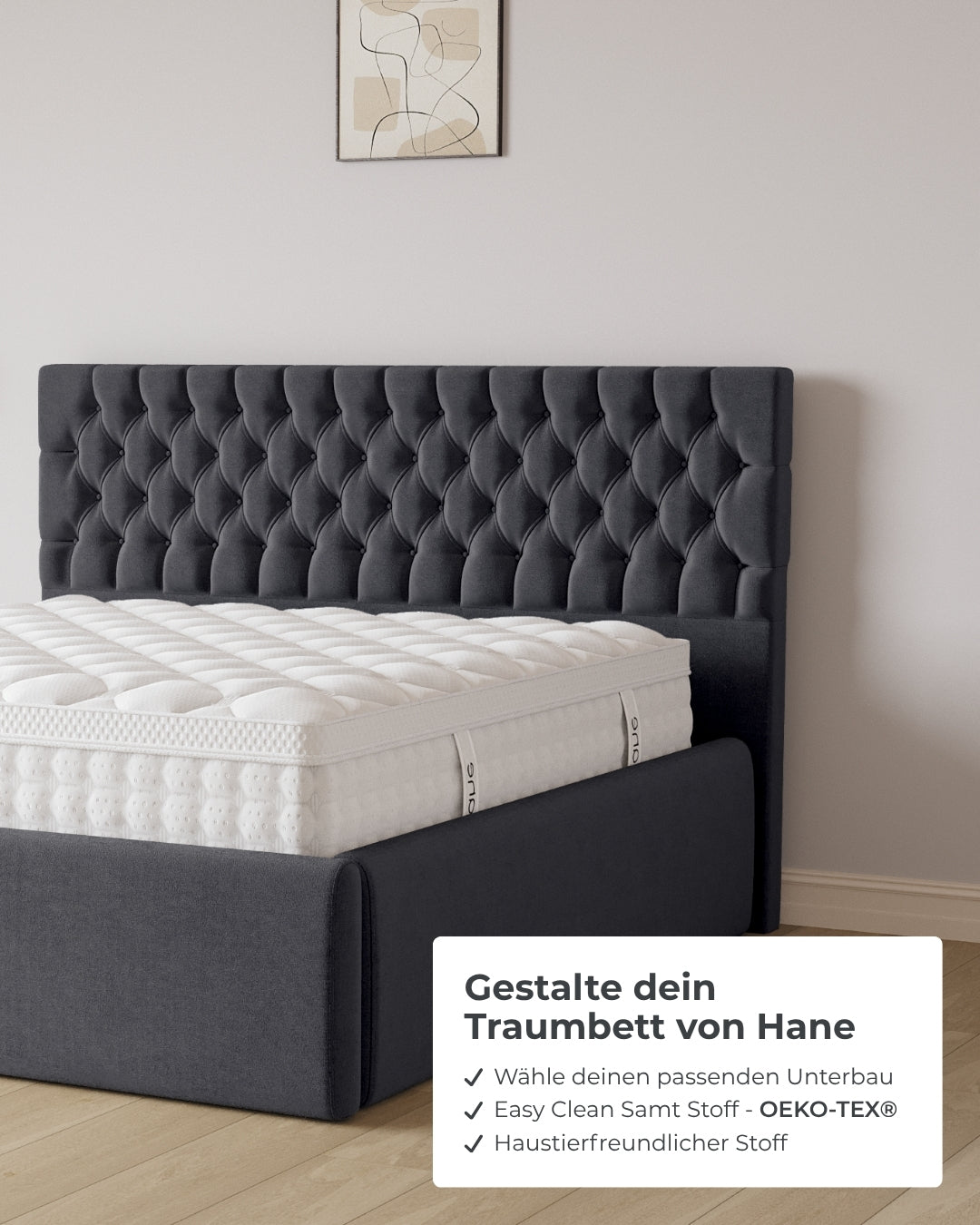 Bett mit XXL Stauraum Chester in Samt