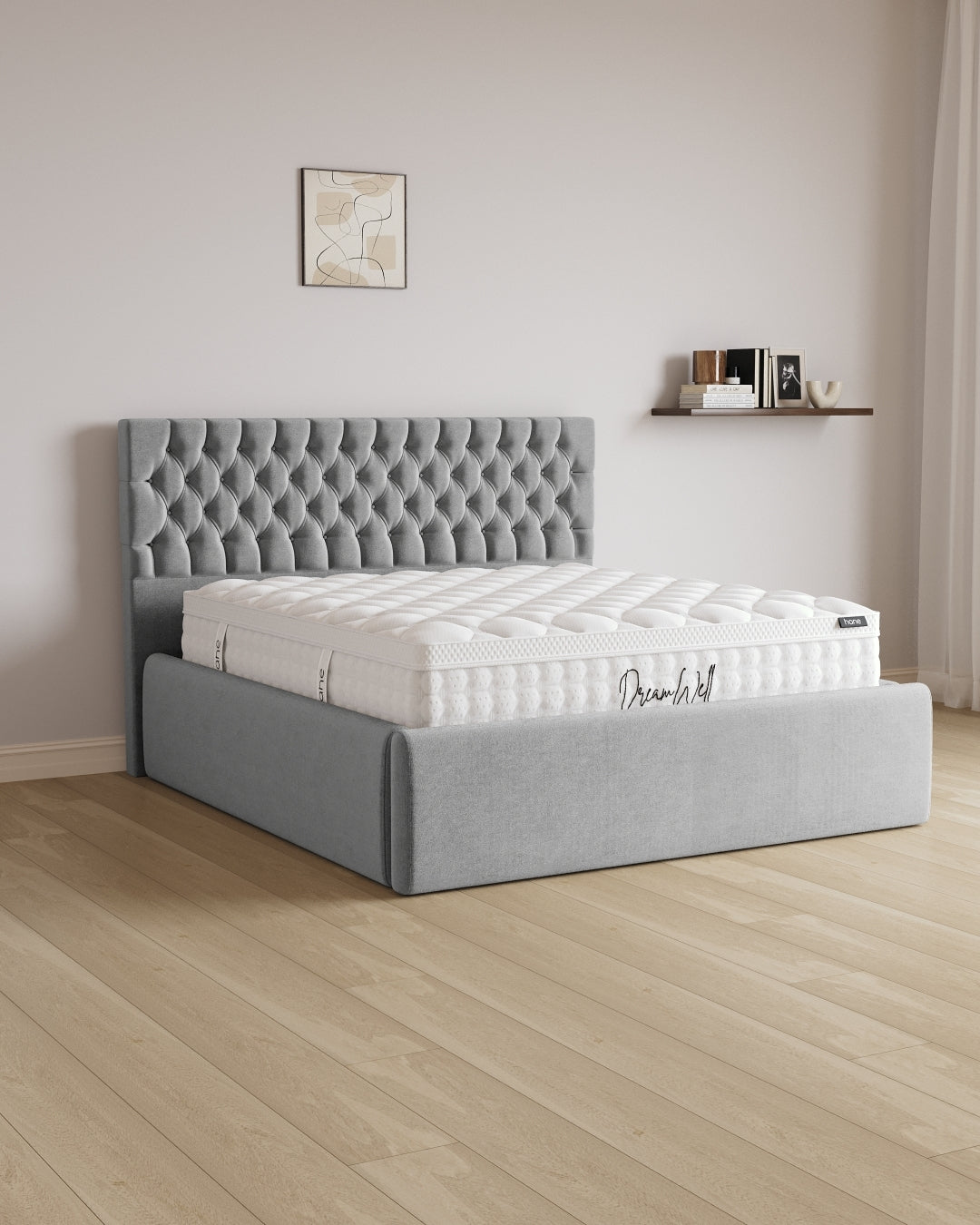 Bett mit XXL Stauraum Chester in Samt