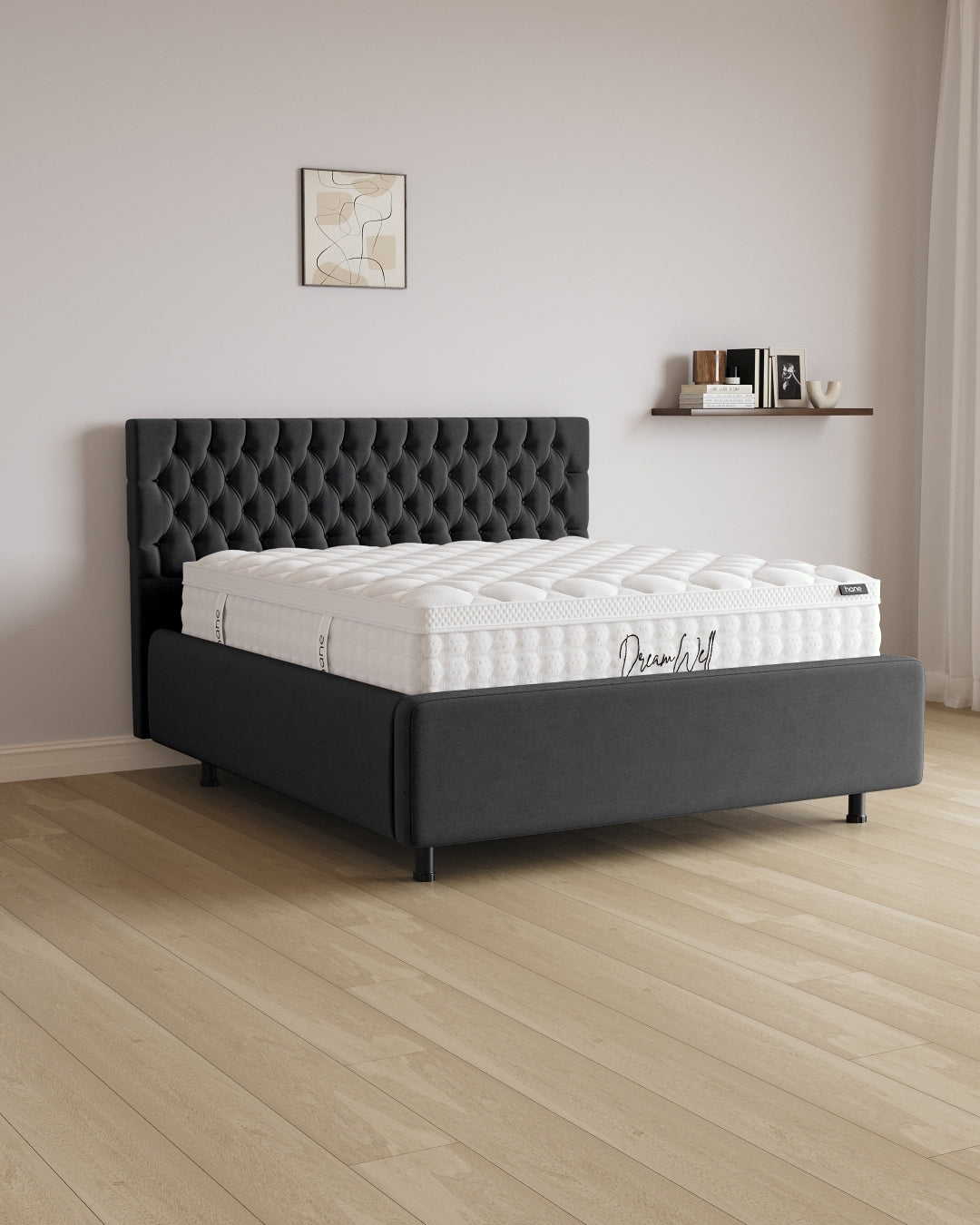 Bett mit Stauraum Pro Chester in Samt