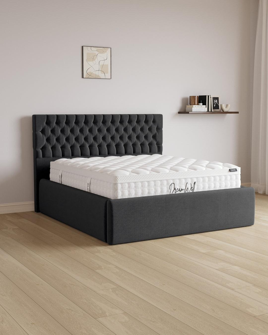 Bett mit XXL Stauraum Chester in Samt