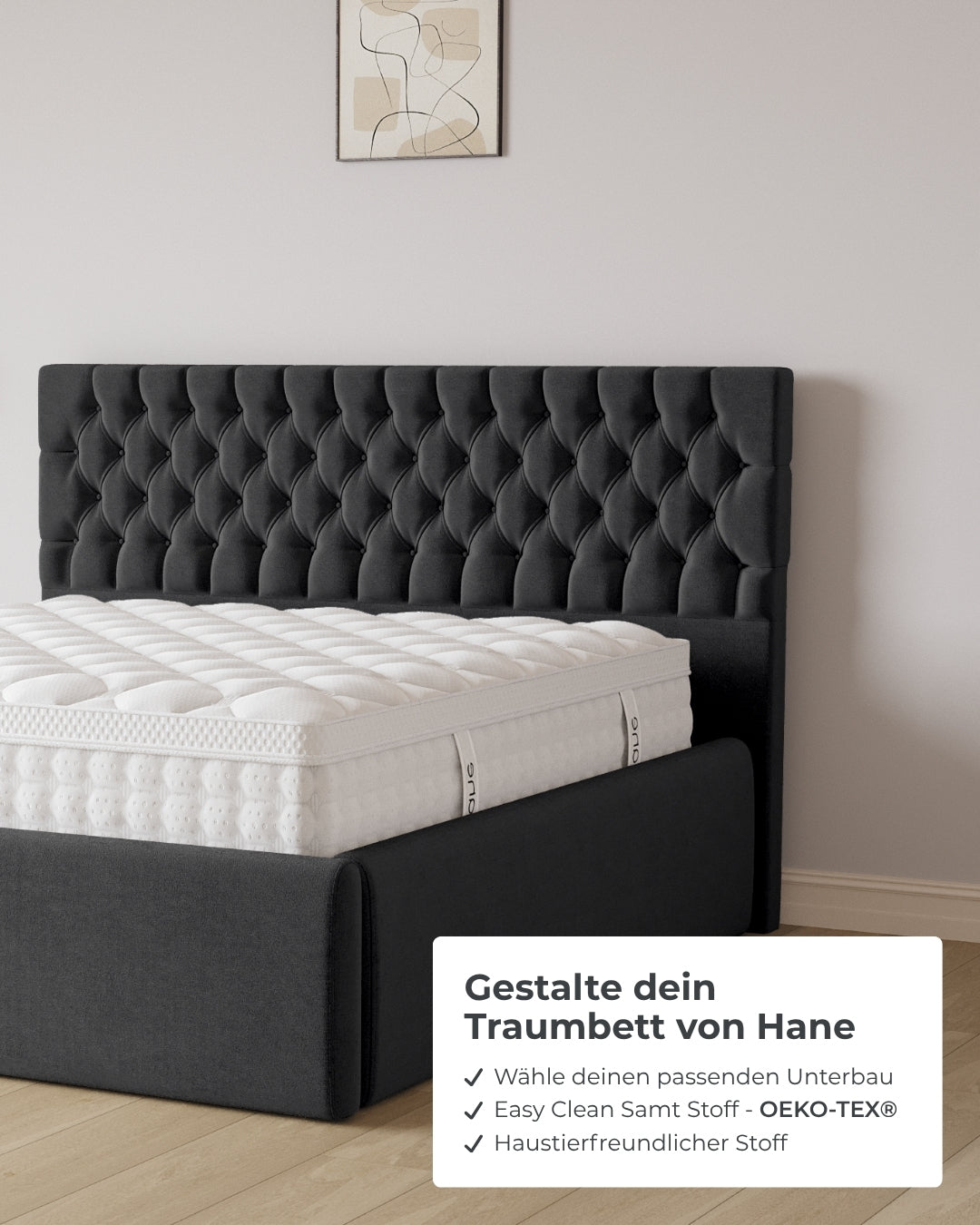 Bett mit XXL Stauraum Chester in Samt