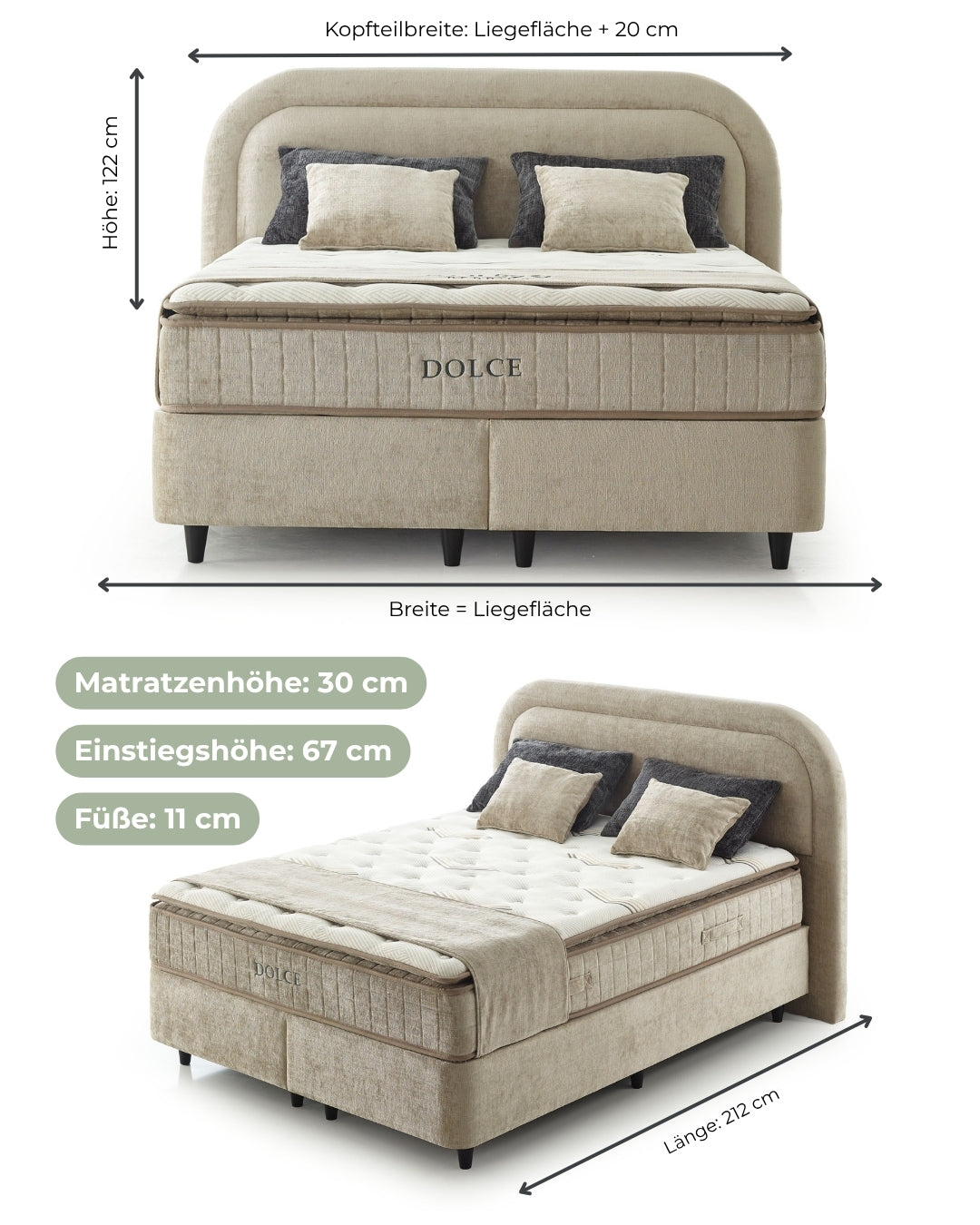 Bett mit Matratze Dolce