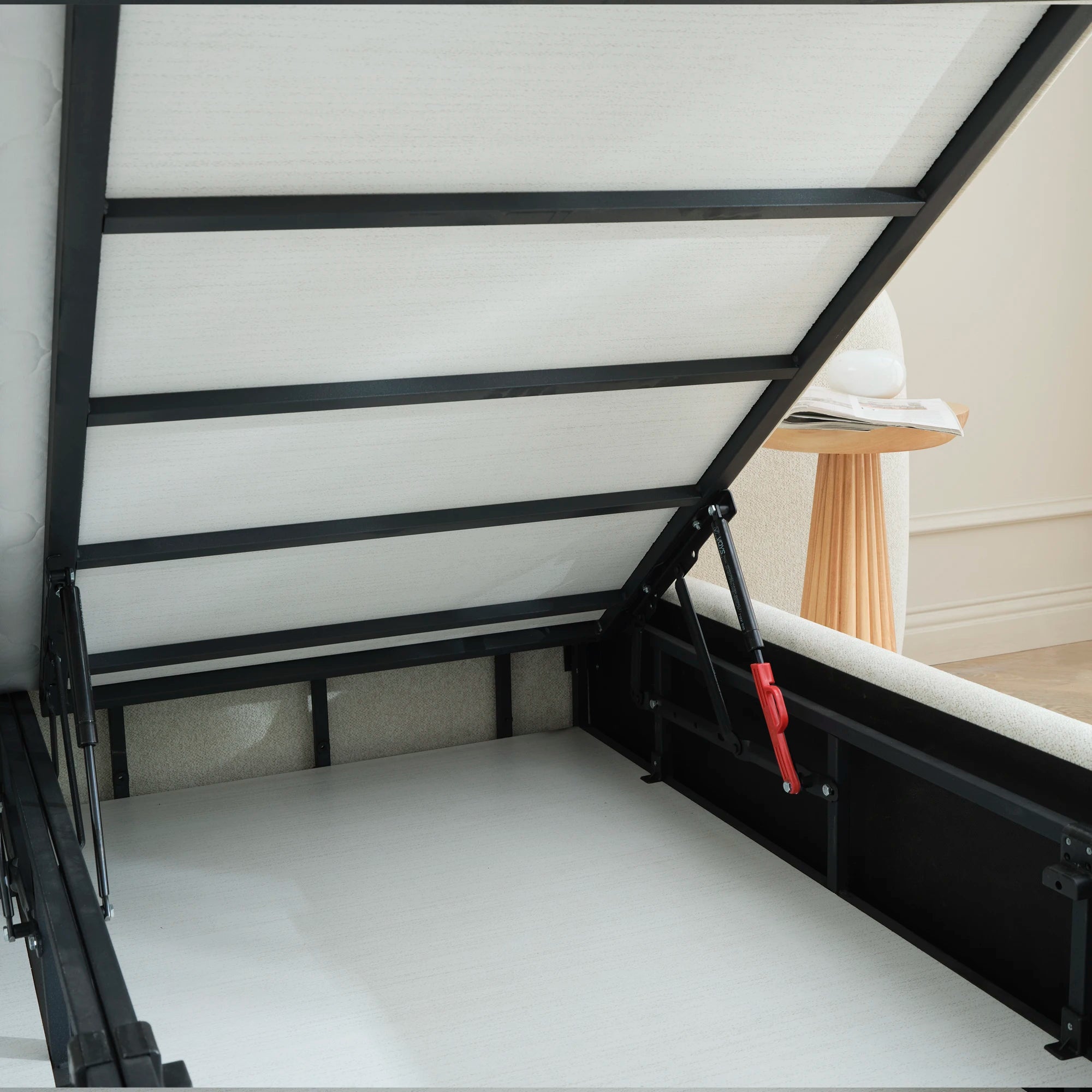 Designer Polsterbett ZENA Teddy-Boucle mit Stauraum