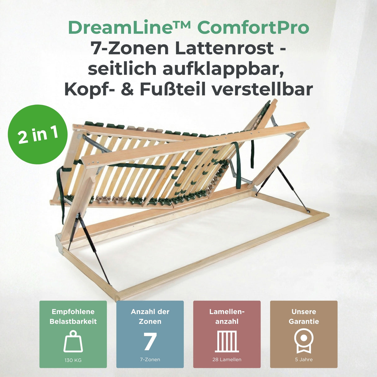 DreamLine™ ComfortPro Lattenrost – seitlich aufklappbar, Kopf- & Fußteil verstellbar