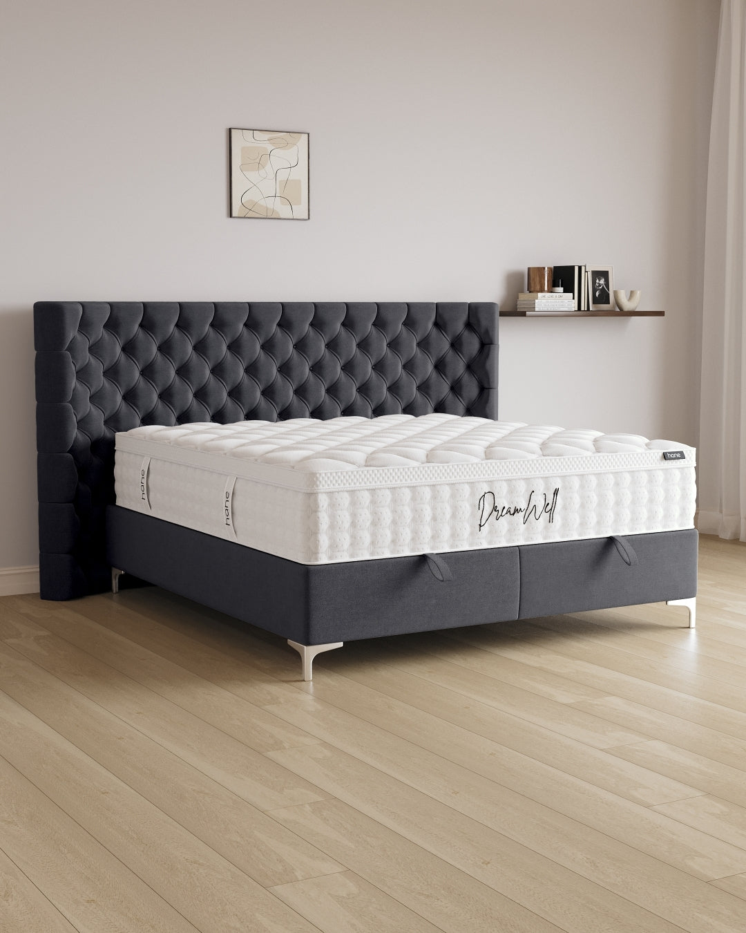 Bett mit Stauraum Empire in Samt