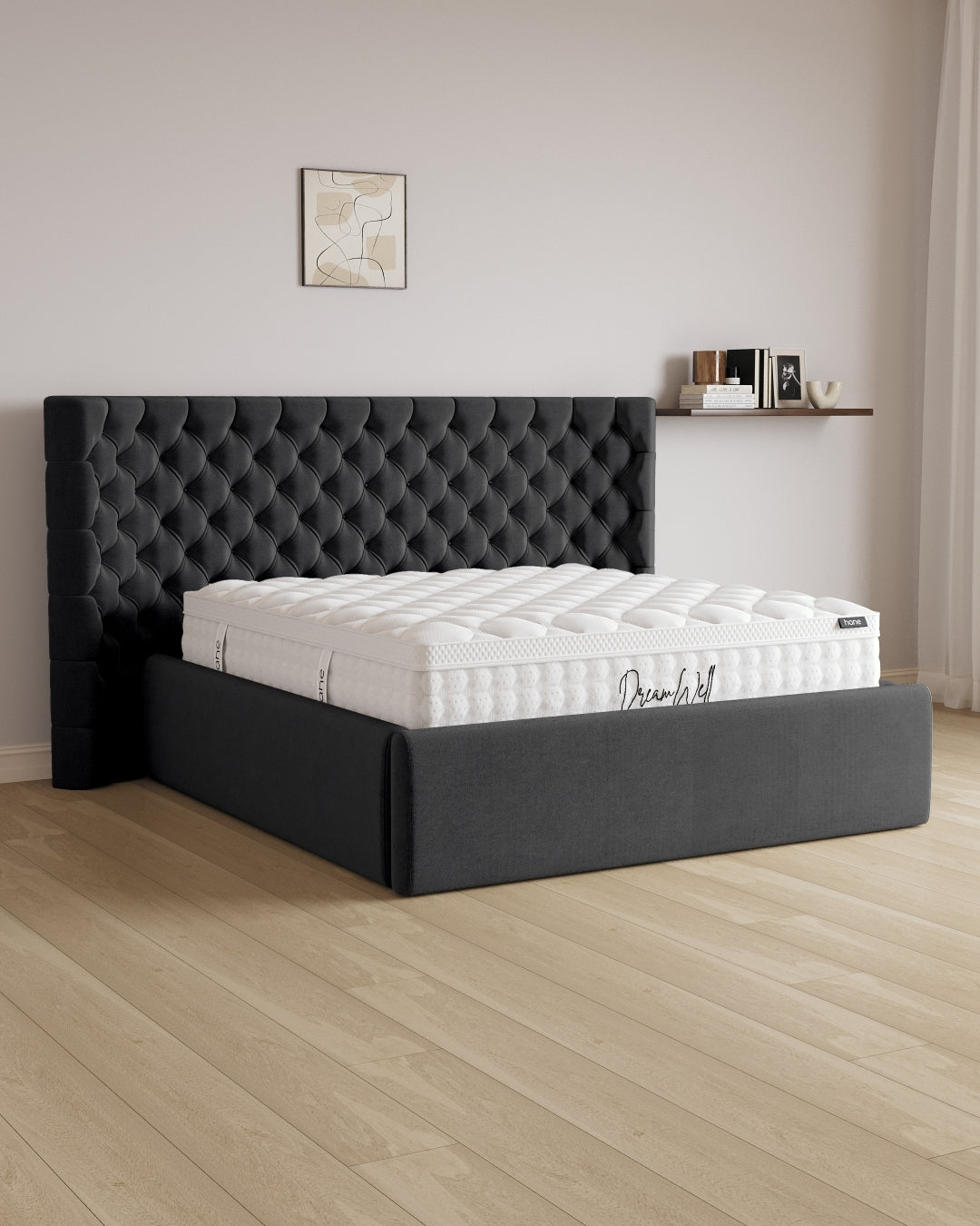 Bett mit XXL Stauraum Empire in Samt