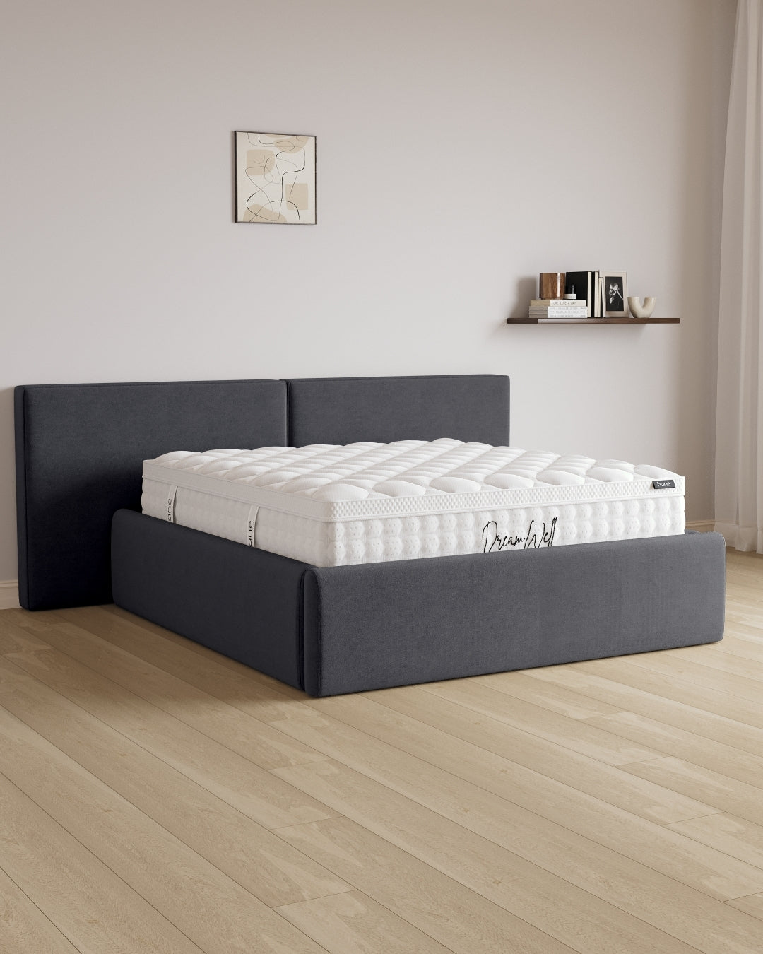 Bett mit XXL Stauraum Grand in Samt