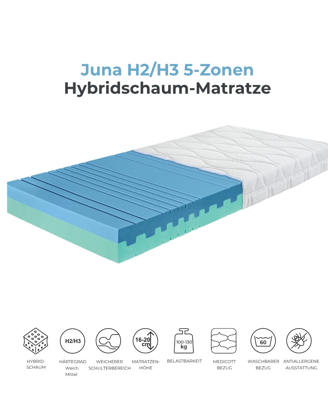 Ahorn™ Juna Hybridmatratze – Weich/Mittel
