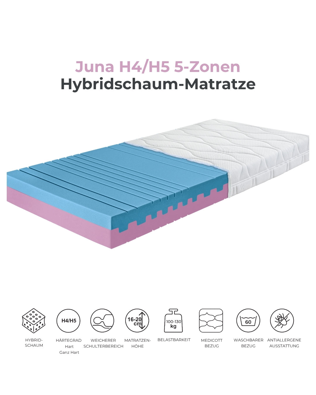 Ahorn™ Juna Hybridmatratze – Hart/Ganz Hart