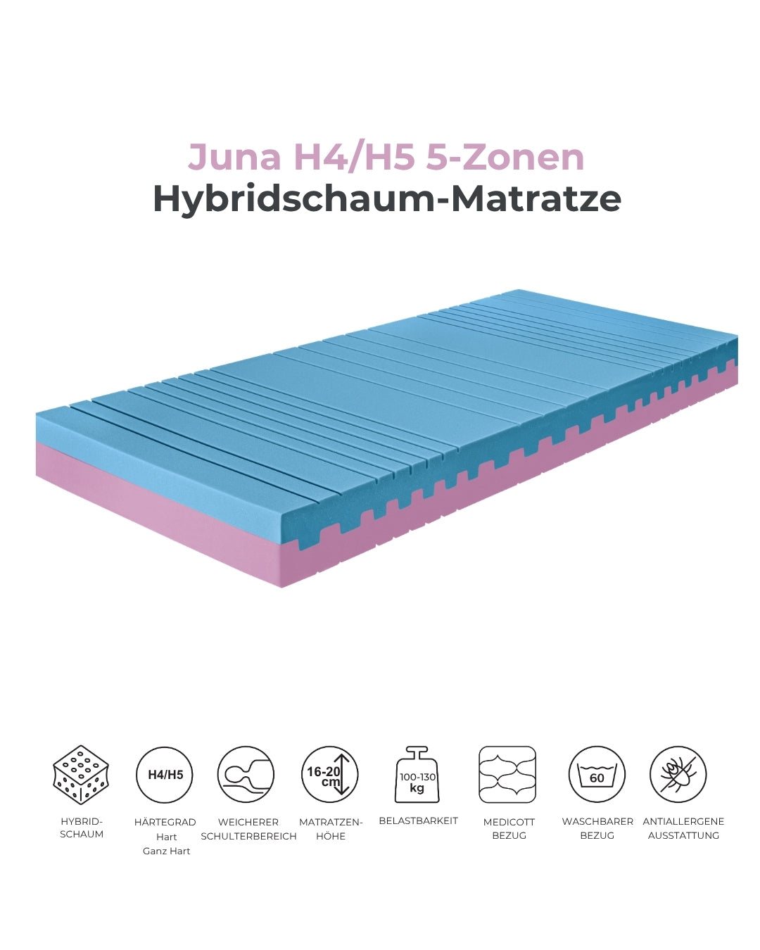 Ahorn™ Juna Hybridmatratze – Hart/Ganz Hart