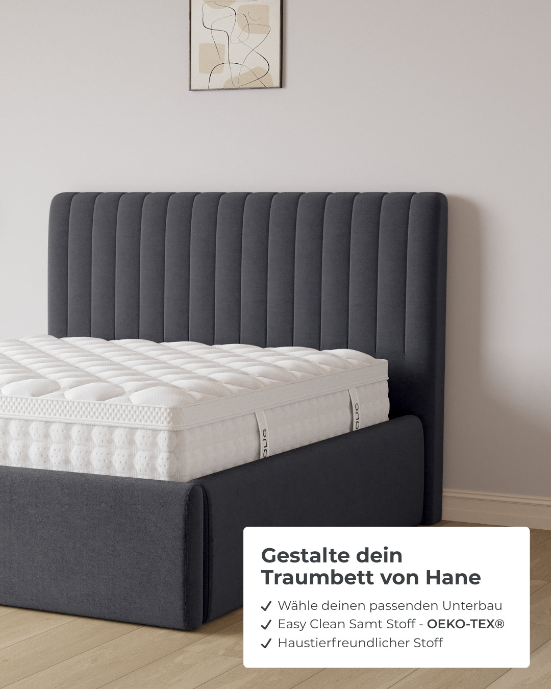 Bett mit XXL Stauraum Line in Samt