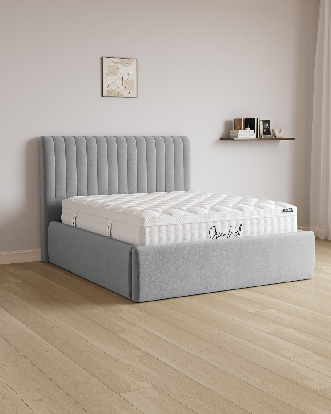 Bett mit XXL Stauraum Line in Samt