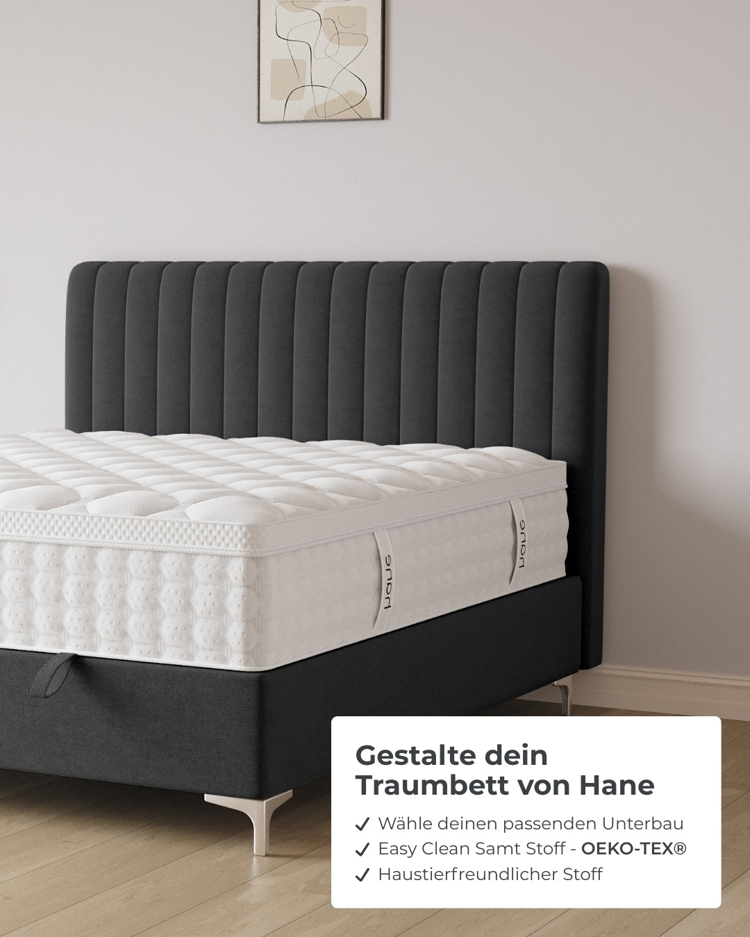 Bett mit Stauraum Line in Samt