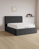 Bett mit XXL Stauraum Line in Samt