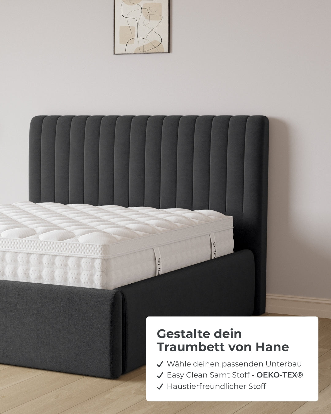 Bett mit XXL Stauraum Line in Samt