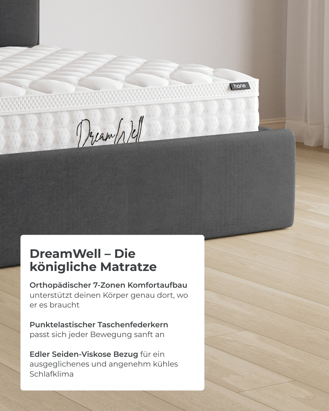 Bett mit XXL Stauraum Line in Samt