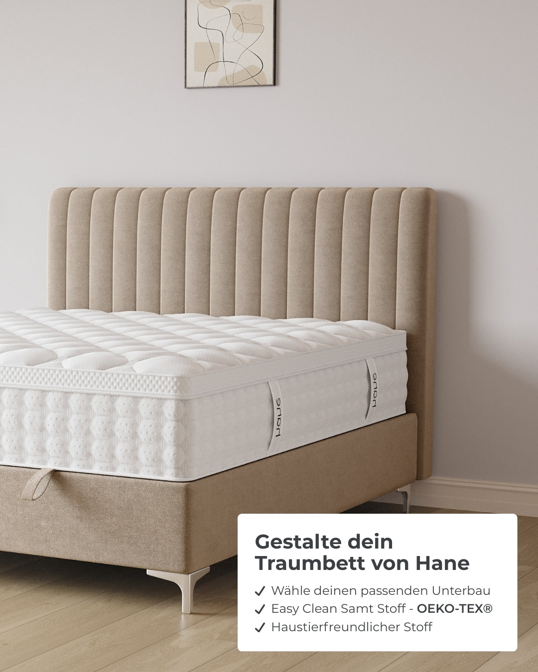 Bett mit Stauraum Line in Samt