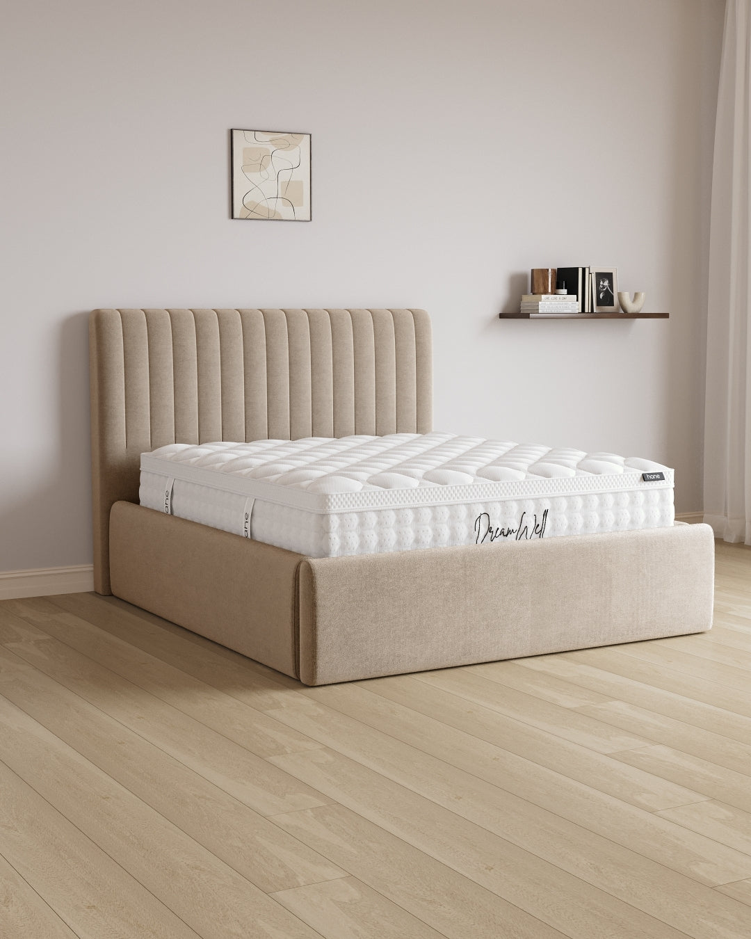 Bett mit XXL Stauraum Line in Samt