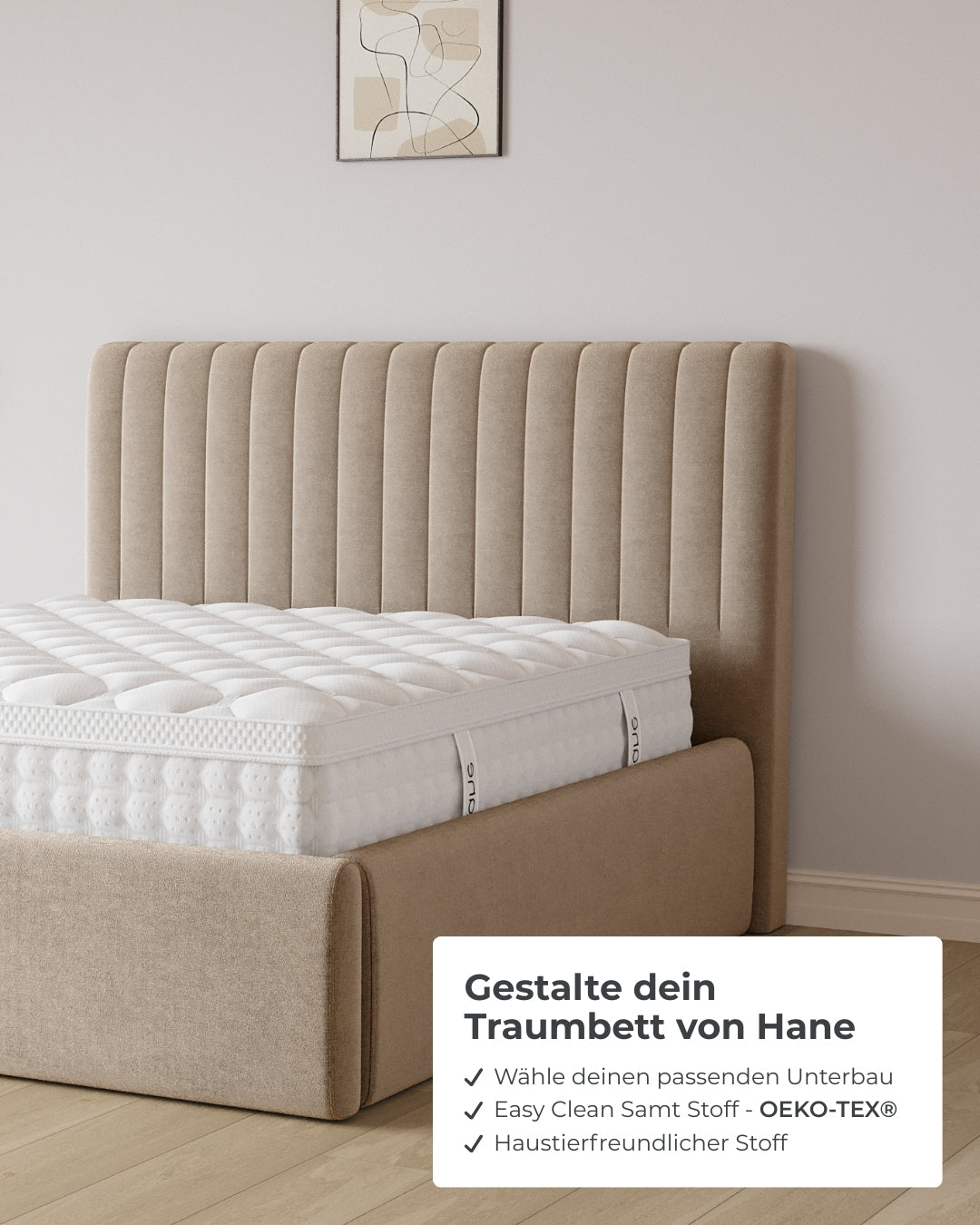 Bett mit XXL Stauraum Line in Samt