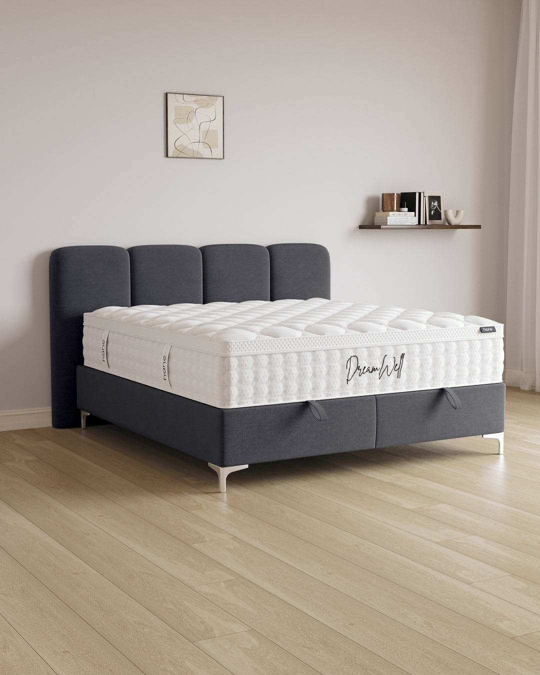 Bett mit Stauraum Monte in Samt