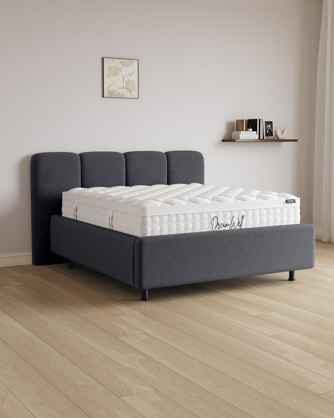 Bett mit Stauraum Pro Monte in Samt