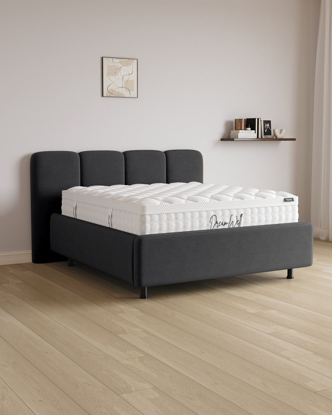 Bett mit Stauraum Pro Monte in Samt