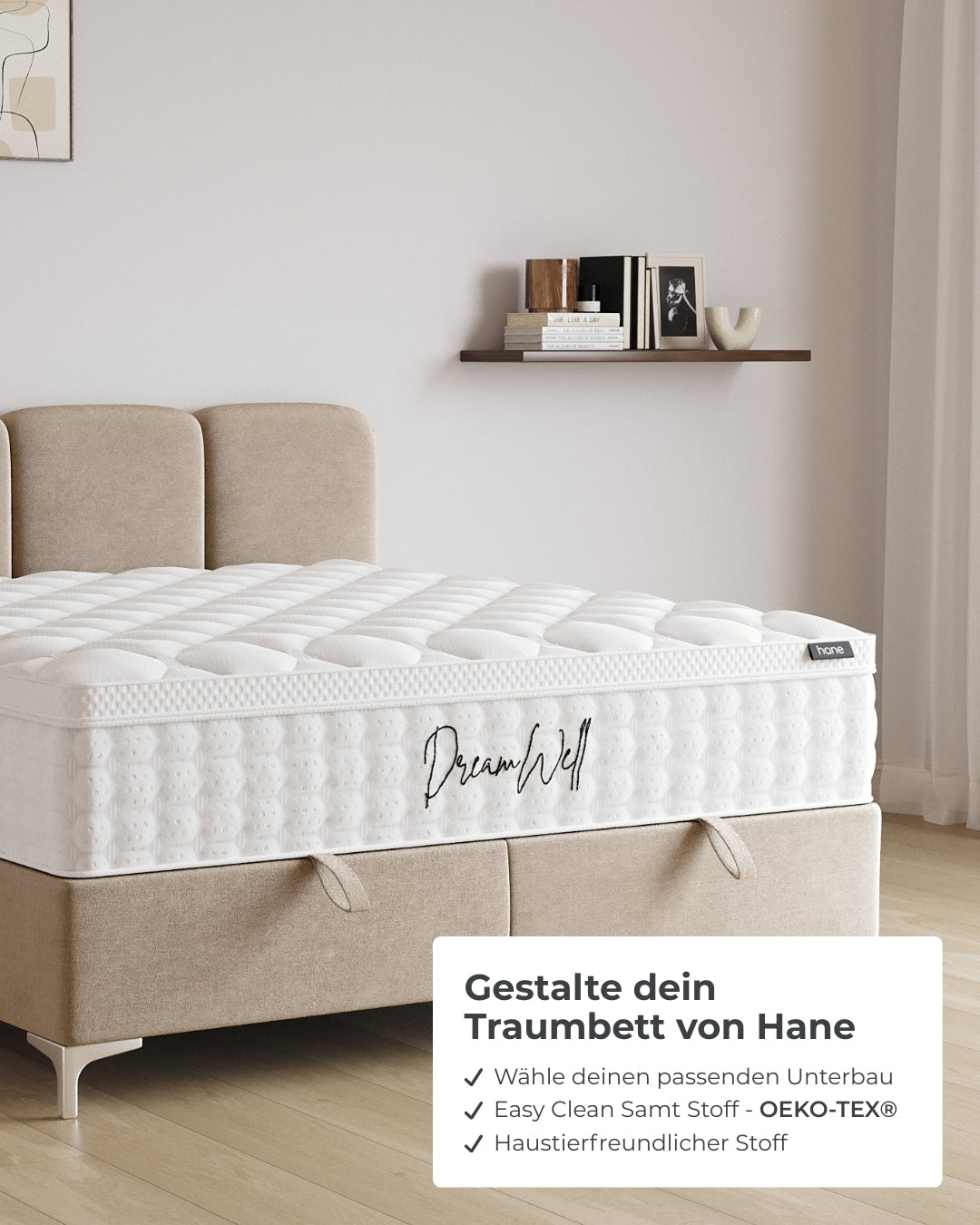 Bett mit Stauraum Monte in Samt