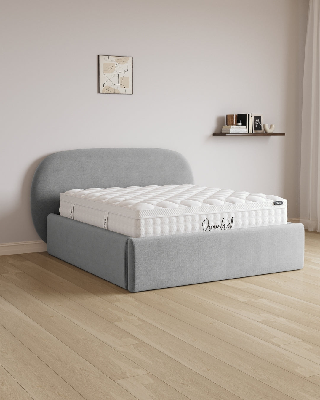 Bett mit XXL Stauraum Moon in Samt