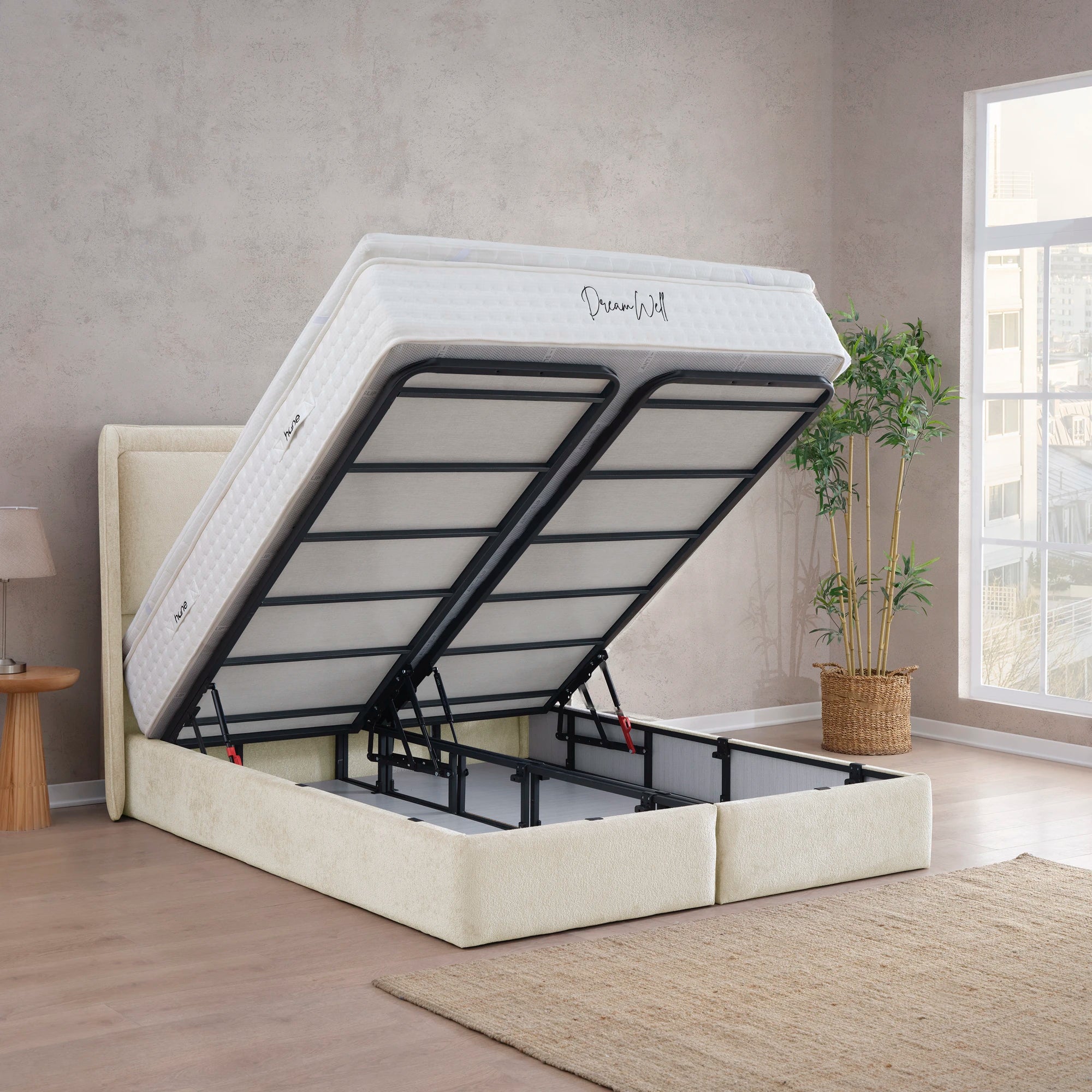 Designer Polsterbett mit Stauraum Leone