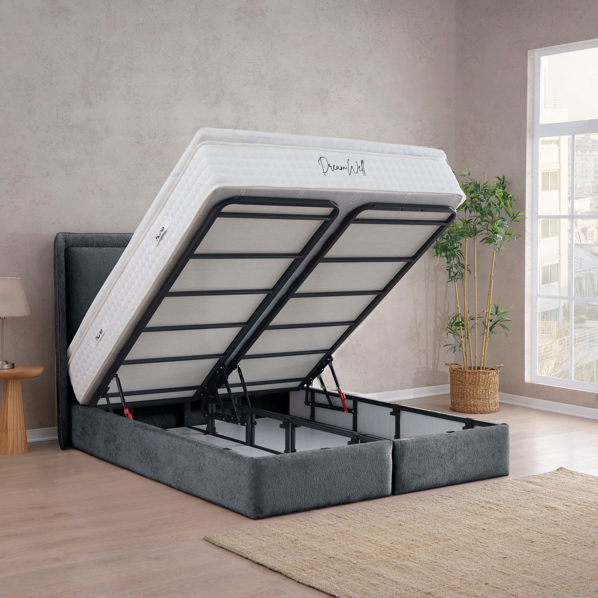 Designer Polsterbett mit Stauraum Leone