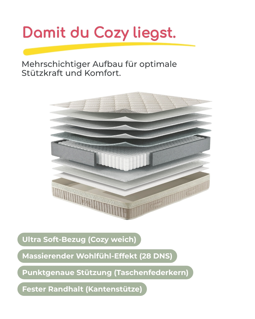 Bett mit Matratze Rose