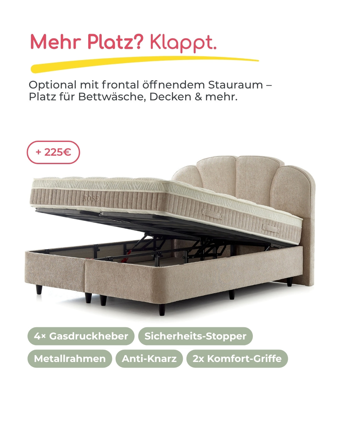 Bett mit Matratze Rose