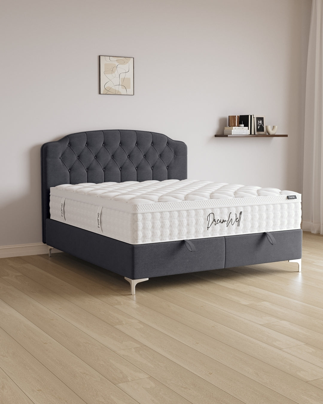 Bett mit Stauraum Royal in Samt