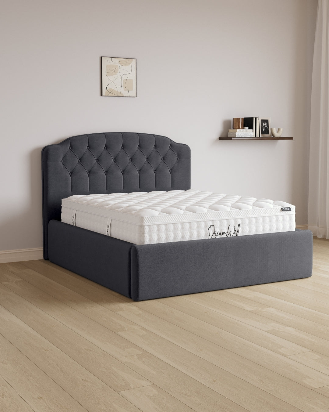 Bett mit XXL Stauraum Royal in Samt