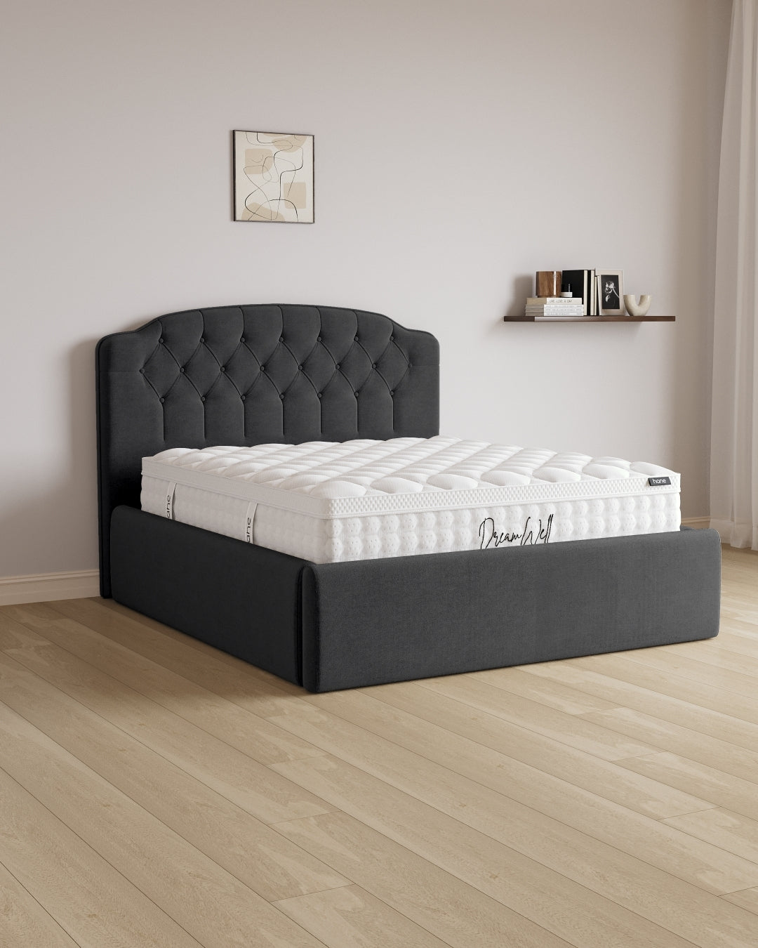 Bett mit XXL Stauraum Royal in Samt