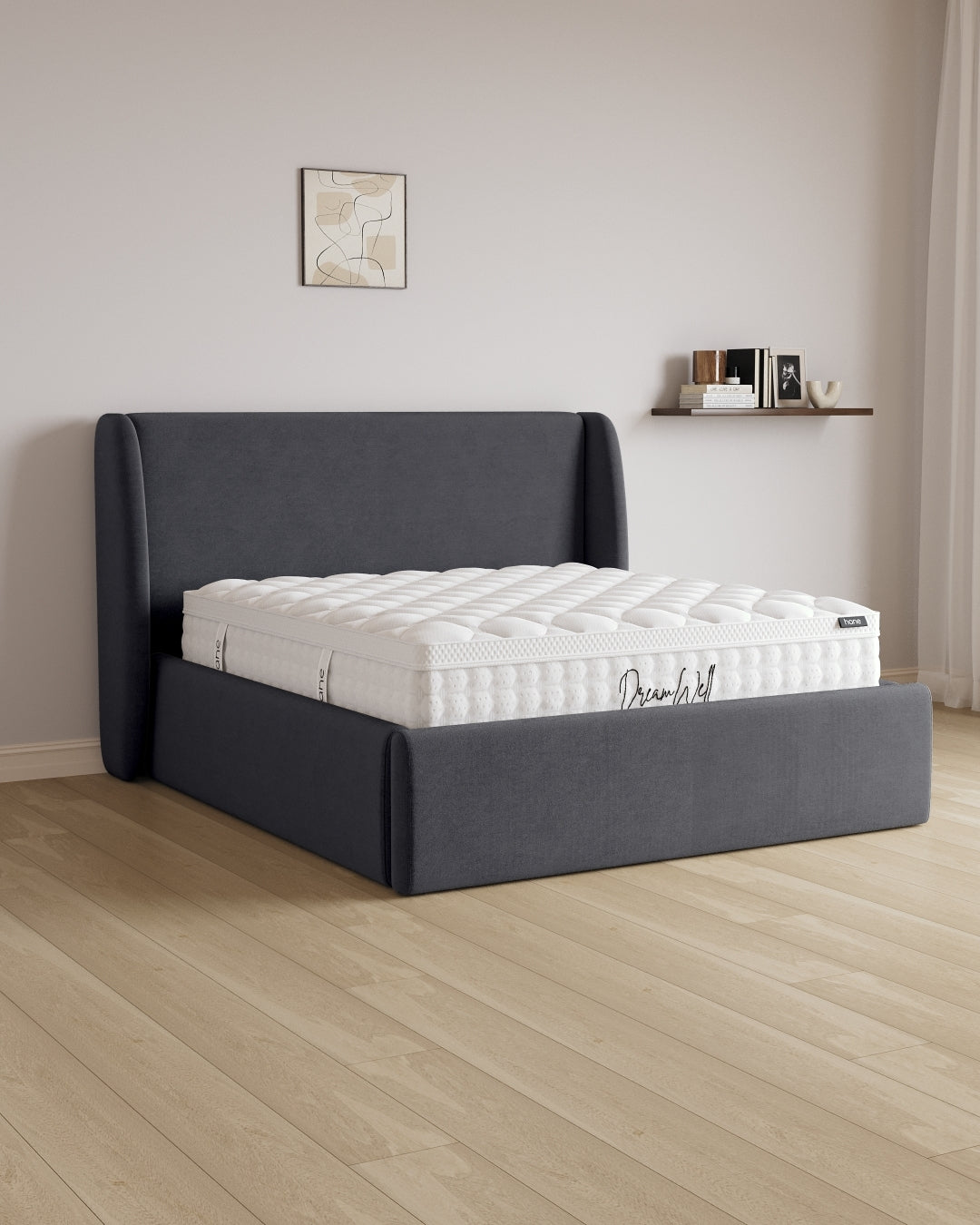 Bett mit XXL Stauraum Sky in Samt