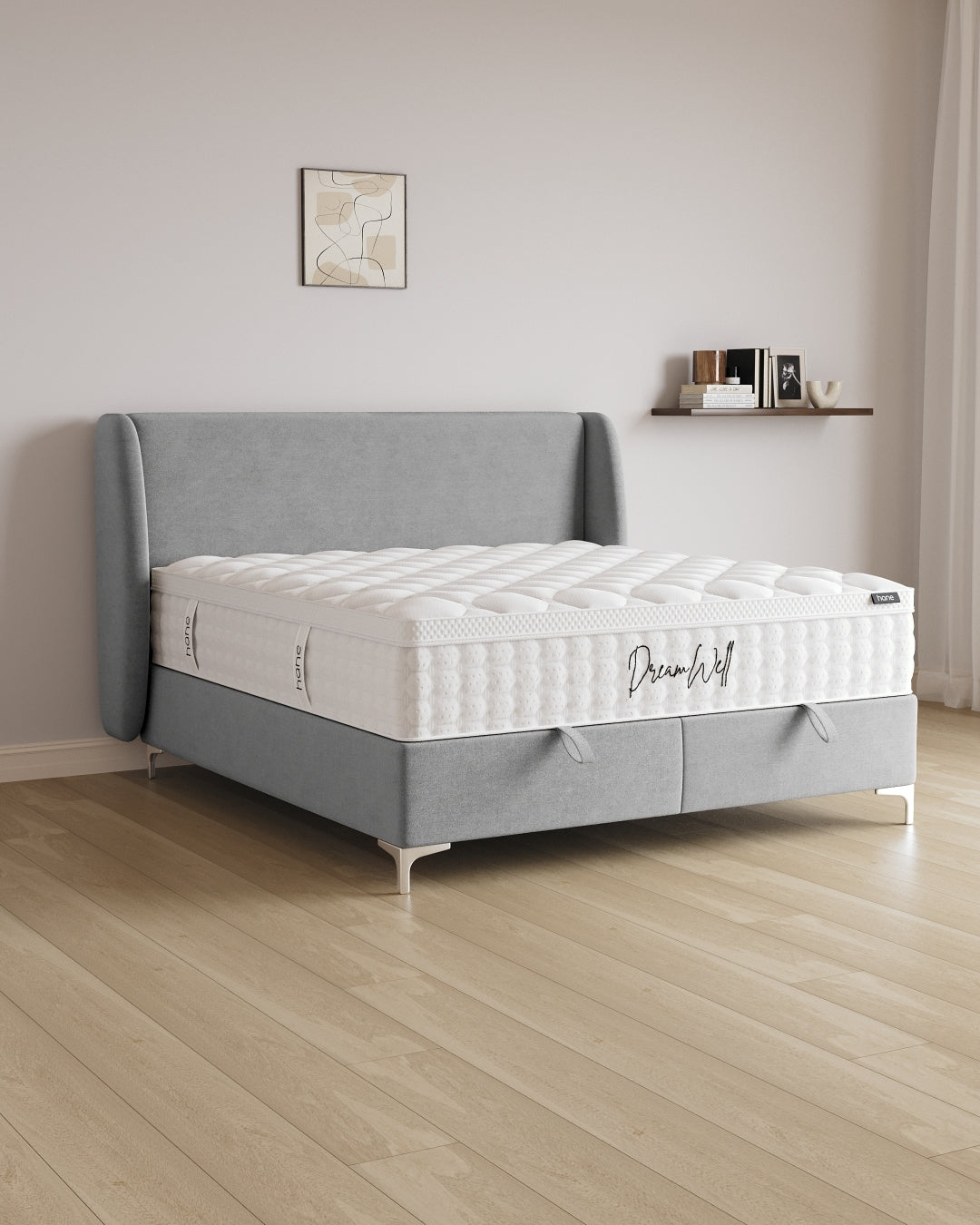 Bett mit Stauraum Sky in Samt