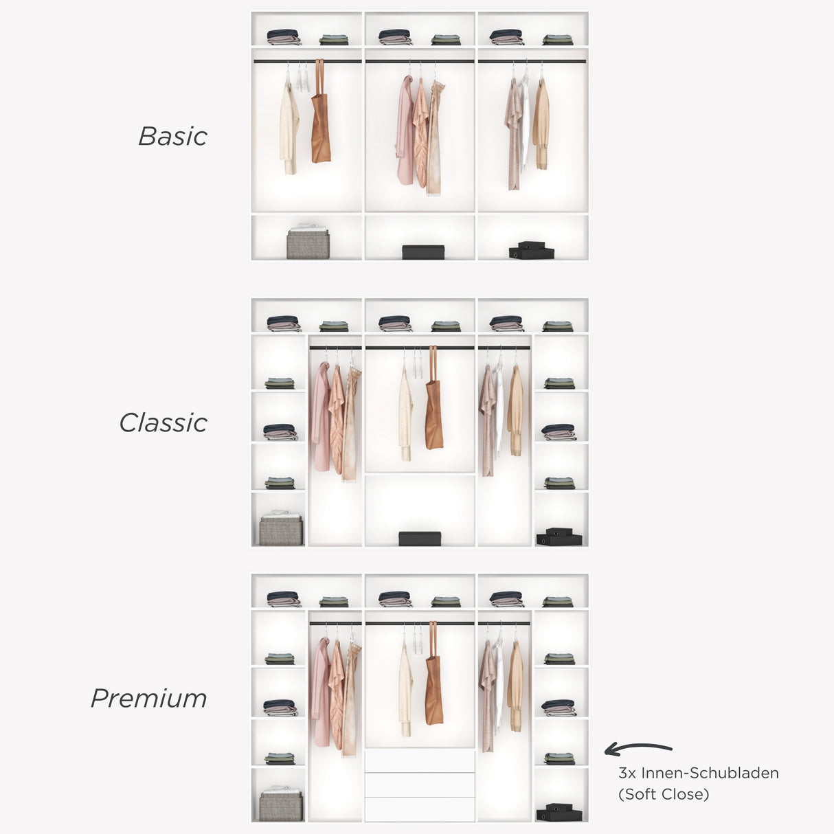 Modularer Drehtürenschrank EMMA – 300 cm Breite