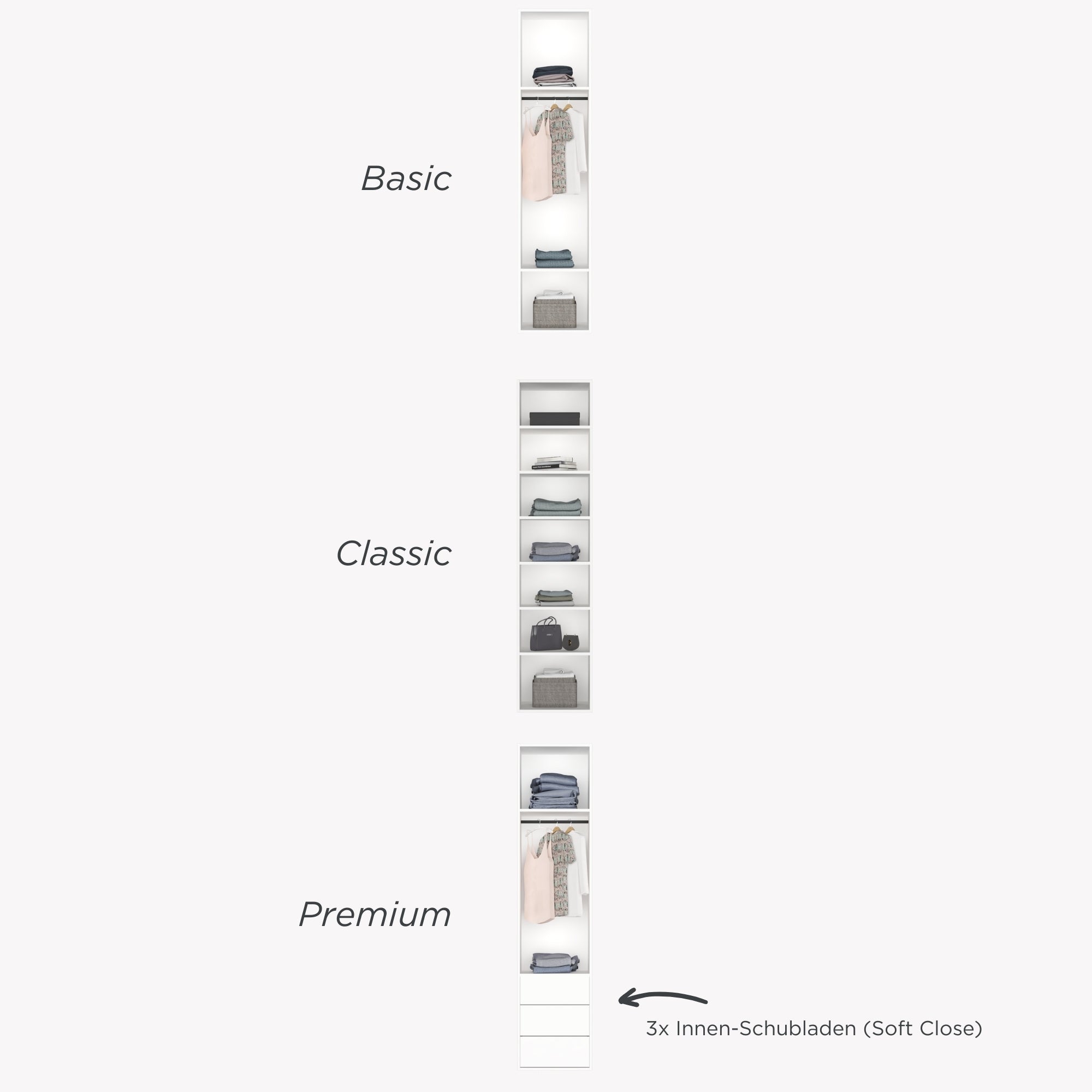 Modularer Drehtürenschrank EMMA – 50 cm Breite