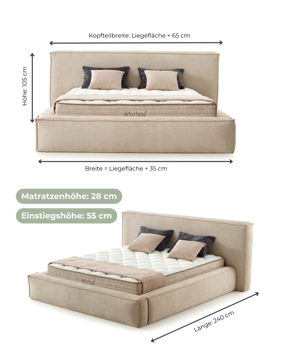 Bett mit Matratze Titan