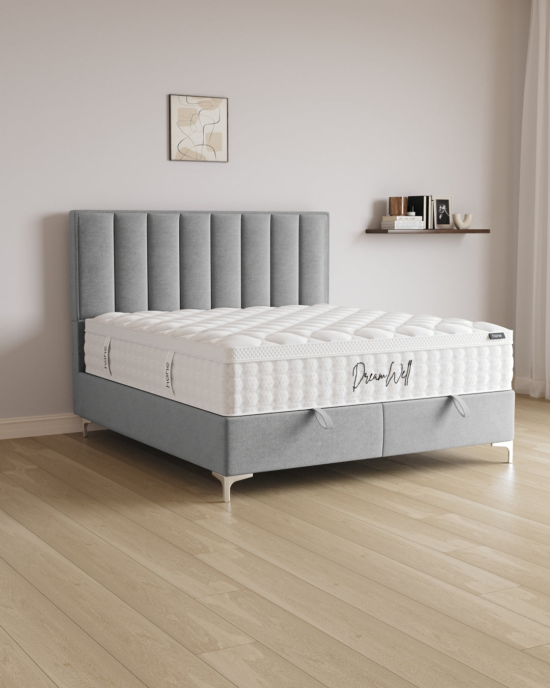 Bett mit Stauraum Vertical in Samt