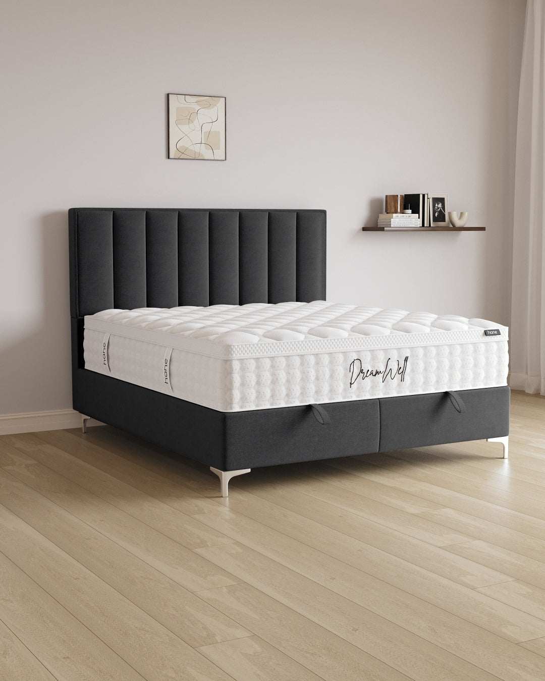 Bett mit Stauraum Vertical in Samt