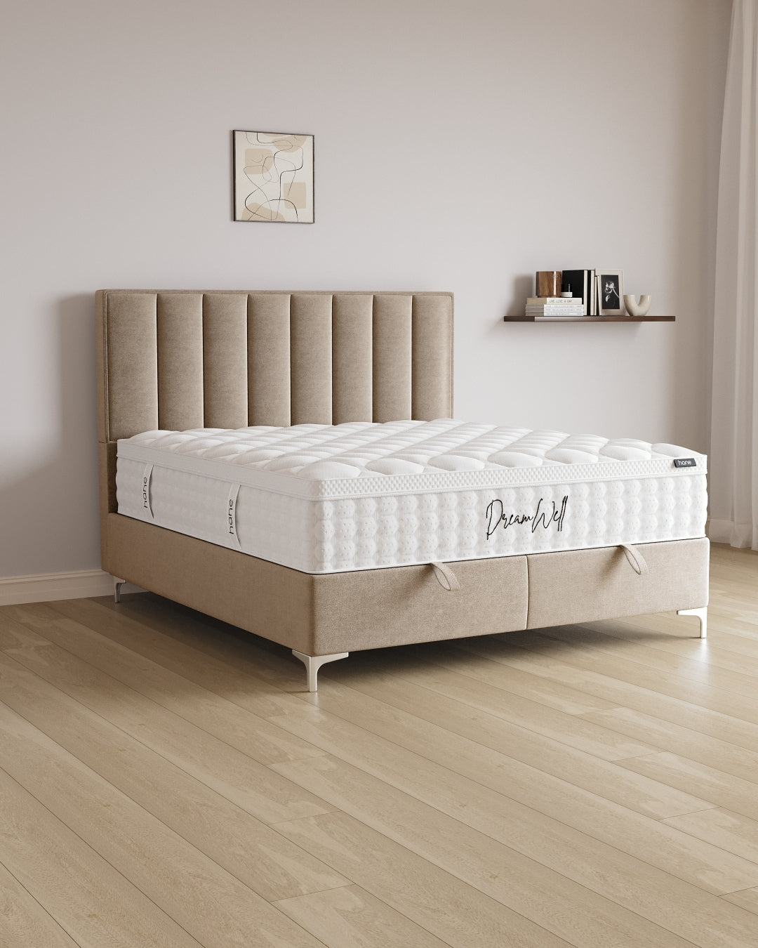 Bett mit Stauraum Vertical in Samt