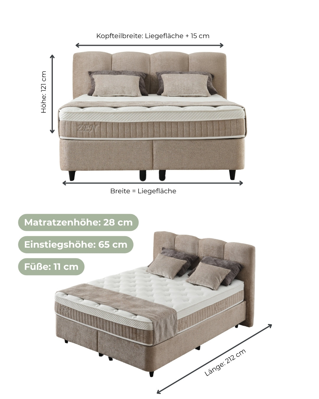 Bett mit Matratze Zen