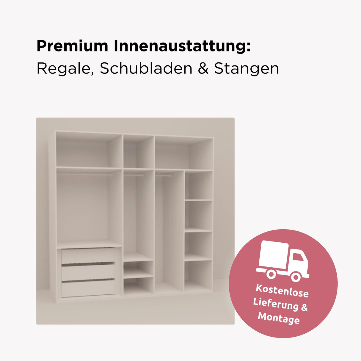 Drehtürenschrank NAOMI - 5-Türer 250 cm Breite mit Premium Interior