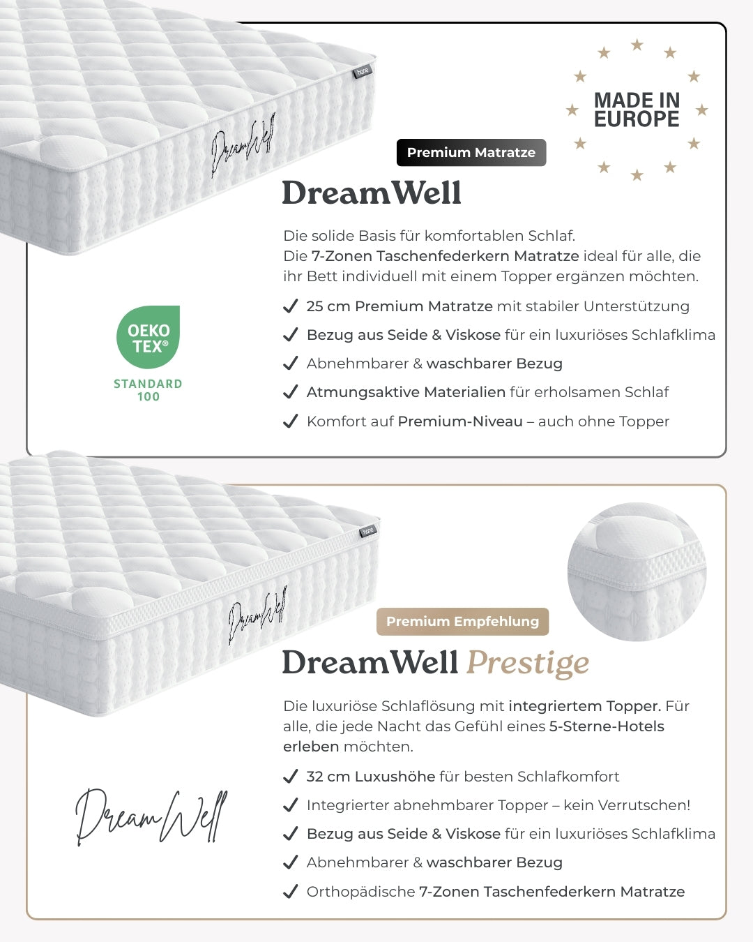 DreamWell Prestige Natur Latex Königliche Matratze